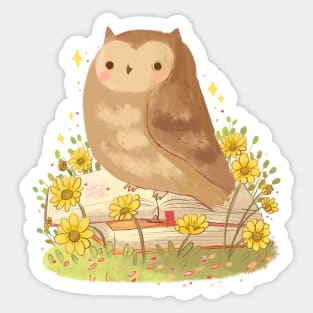 Owl and books Sticker